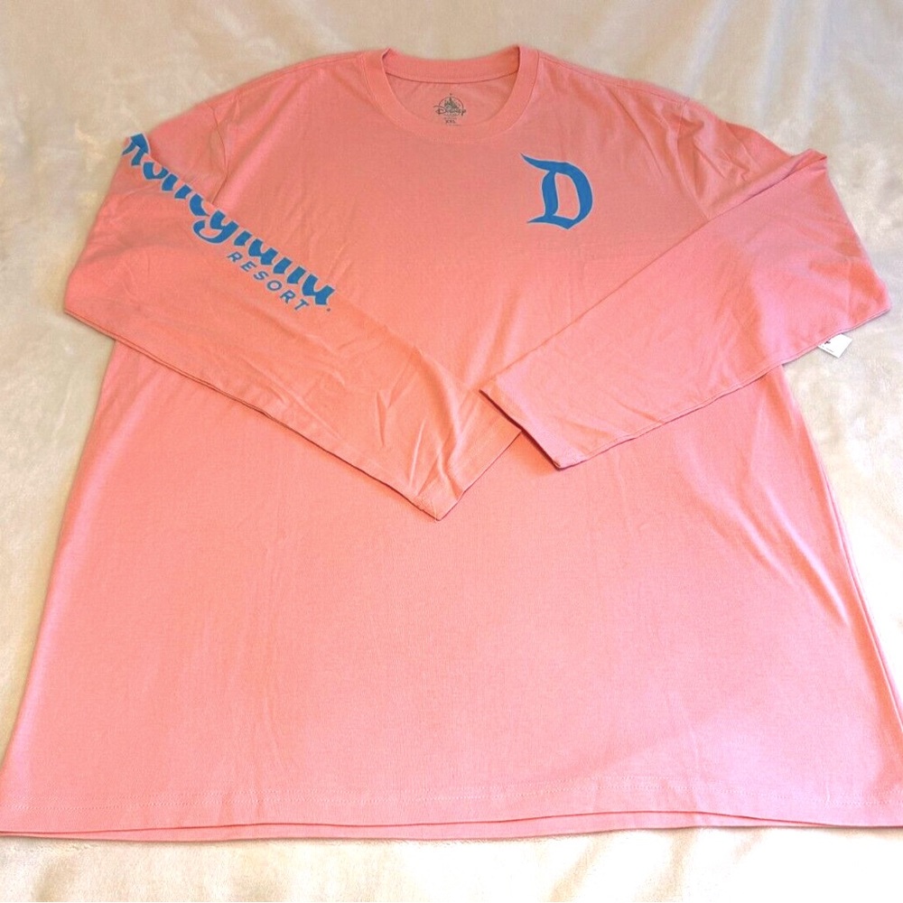 XXL Disney Parks Disneyland Long Sleeve Top - Pink with Blue letters